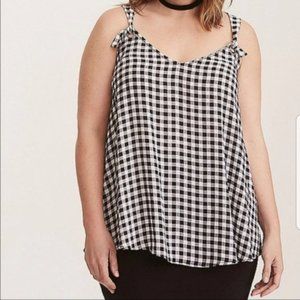 Torrid Black and White Check Flowy Top with Grommets NWT